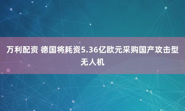万利配资 德国将耗资5.36亿欧元采购国产攻击型无人机
